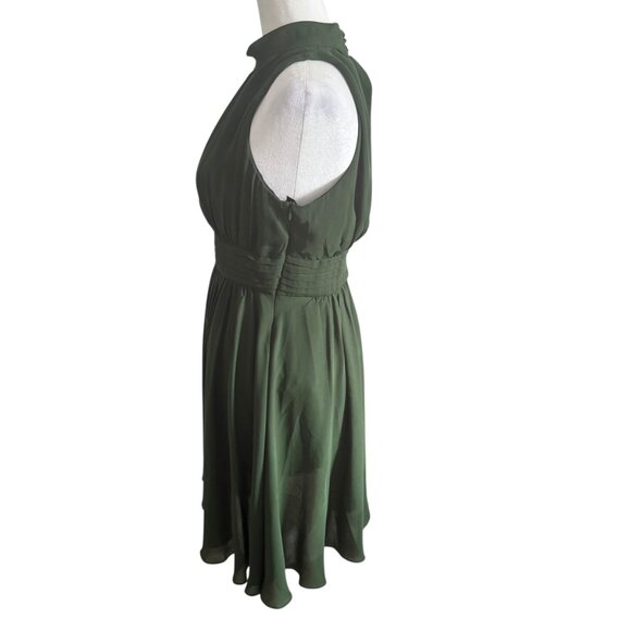 Zara Womens Halter Neck Dress Olive Green Chiffon Elegant L Large - Picture 9 of 11